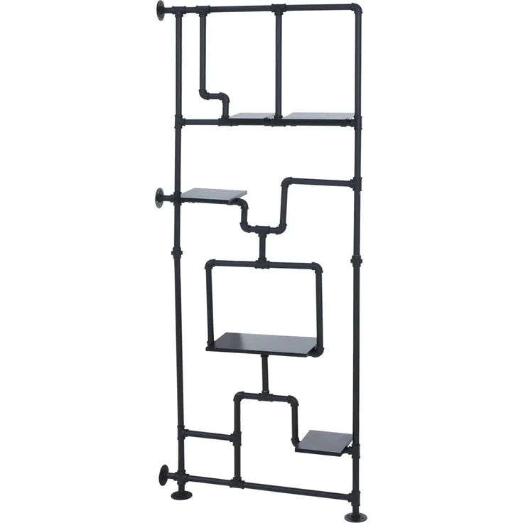 Raumteiler mit Regal HWC-P10, Wohnregal Ablageregal, Industrial Metall Melamin MVG 203x80x20cm ~ schwarz – Bild 7