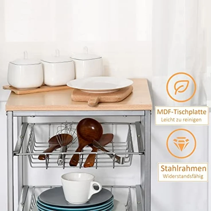 HOMCOM Servierwagen Küchenrollwagen – Bild 5