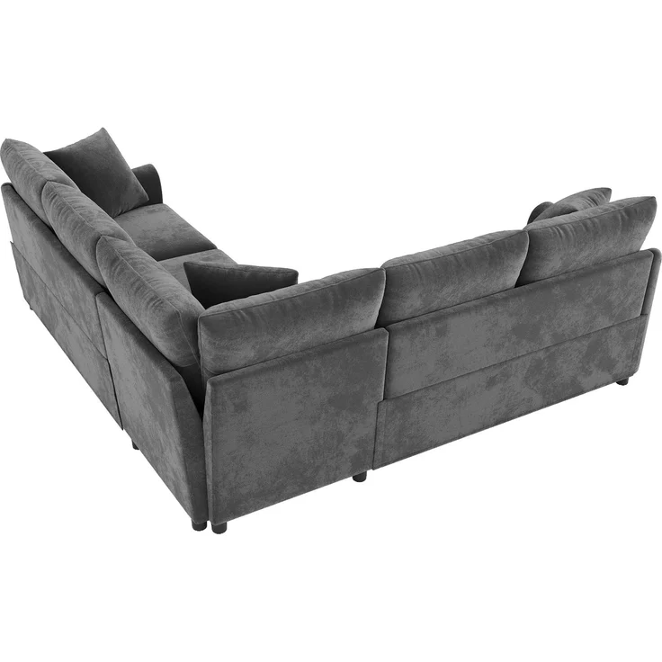 Ecksofa 217 x 217 x 83 cm in Grau – L-Form mit Chenille-Bezug und Taschenfederkern – Bild 9