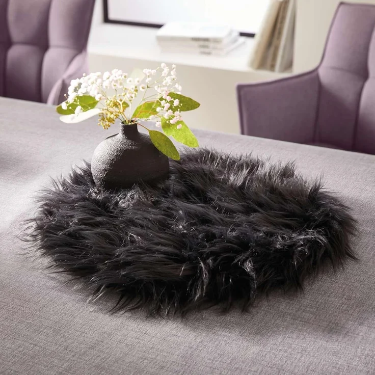 Dekofell "Raven" Kunstfell Deko Dekoration Felloptik Sitzkissen Bankauflage – Bild 5