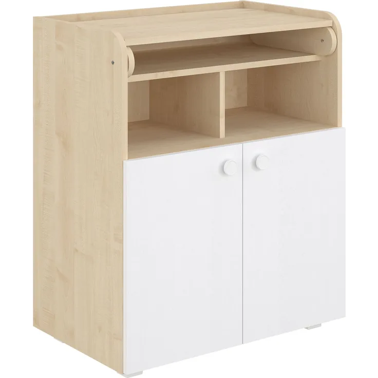 Shefa Kids Wickelkommode 700 Basic - Weiß/Natur - 70 cm Breite - Abnehmbarer Aufsatz