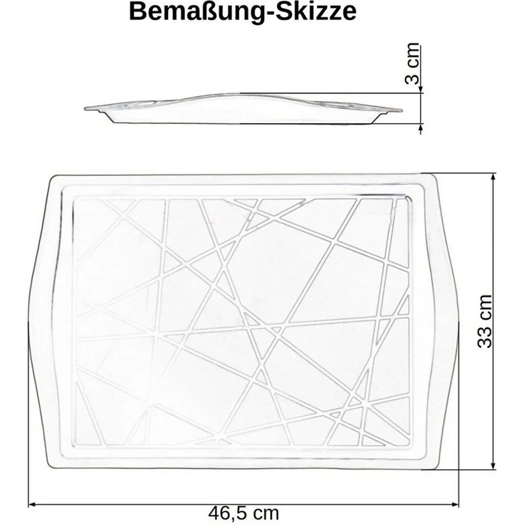 Engelland Tablett Serviertablett, Kunststoff, (Vorteils-Set, 1-tlg, L 46,5 x B 33 x H 3 cm), Moderne Verzierung, BPA-frei, rechteckig, Mehrweg, wiederverwendbar – Bild 3