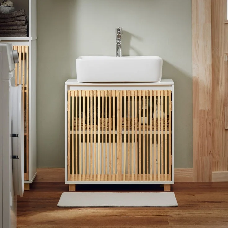 SoBuy BZR125-W Waschbeckenunterschrank, MDF, Lackiert, Weiß, 60 x 60 x 33 cm – Bild 8