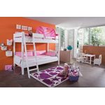 Relita Etagenbett STEFAN Buche massiv weiß lackiert mit Tunnel pink/rosa