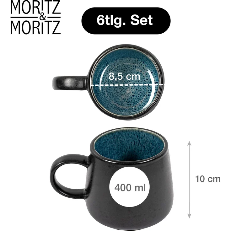 Moritz & Moritz SOLID Kaffeebecher 6er - Schwarz/Blau – Bild 3
