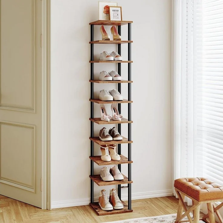 Hoobro Schuhregal, 10-lagiges Eck-Schuhregal, schmaler Schuhständer – Bild 1