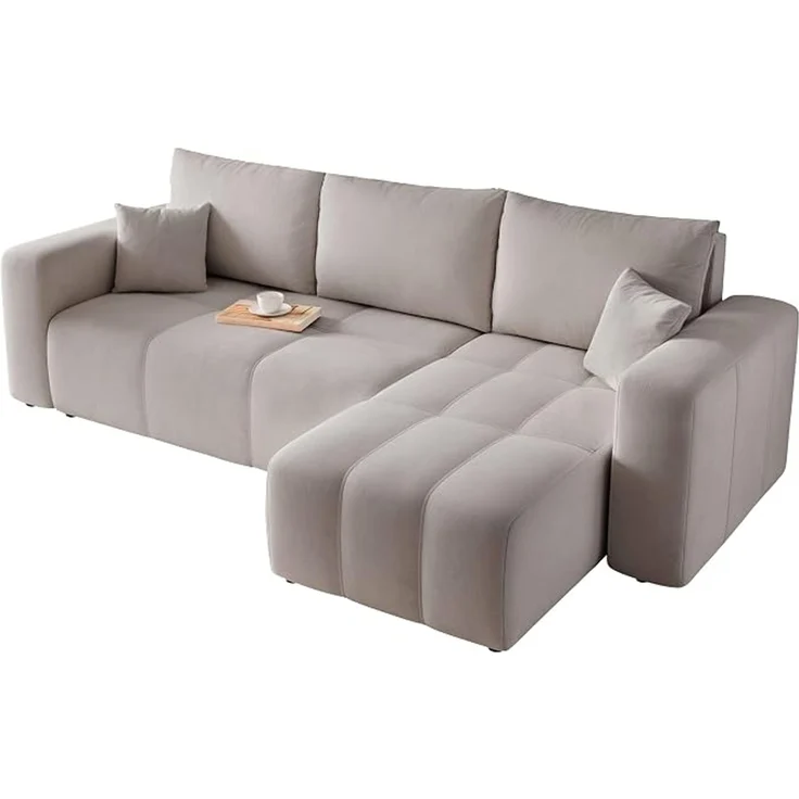 Ecksofa (mit Schlaffunktion + Bettkasten), Maße 248 x 145 cm, grau – Bild 1