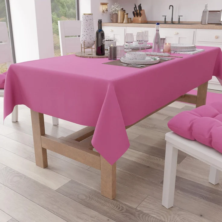 Petti Artigiani Italiani - Tischdecke, Küchentischdecke aus Baumwolle, einfarbig, quadratisch Fuchsia X4 Plätze (140x140 cm)