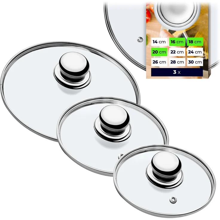 KADAX Glasdeckel-Deckelset 16/18/20 cm – Bild 1