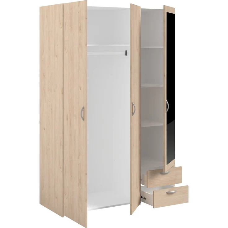 Drehtürenschrank >Daily 14< 3 Türen, 1 Spiegel, 2 Schübe, in Eiche Dekor - 120x185x51cm (BxHxT) – Bild 4