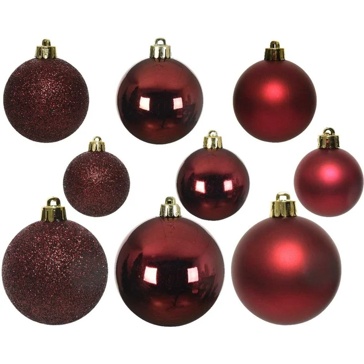 LS-LebenStil Weihnachtsbaumkugel 30 Kunststoff Weihnachtskugeln Rot 4cm-6cm Baumkugel Dekokugel (30 St), Bruchsicher Christbaumschmuck Weihnachtsbaumschmuck Deko Kugeln – Bild 3
