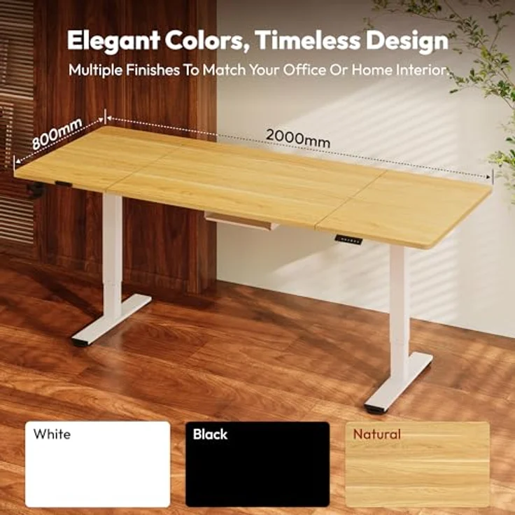SANODESK Höhenverstellbarer Schreibtisch 200x80 cm Schreibtisch Höhenverstellbar Elektrisch Ergonomischer Steh-Sitz Tisch Computertisch für Heimbüro Homeoffice(ahorn) – Bild 11