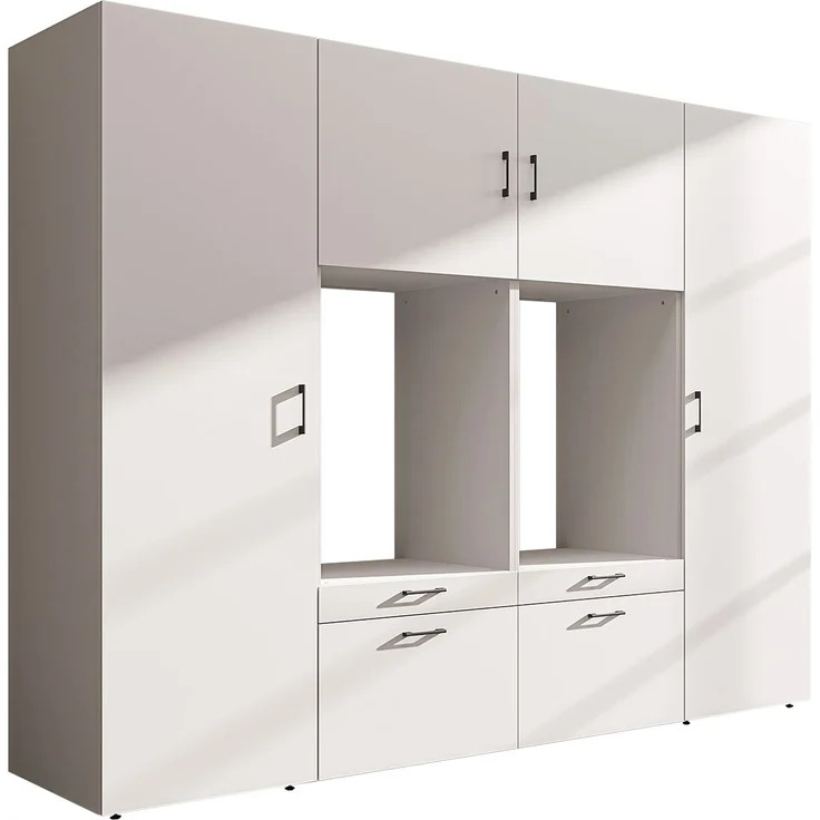 Roomart Waschmaschinenschrank SERIE-III Schrankwand 254 cm – 2 Geräte, Soft-Close | • Weiß – Bild 11