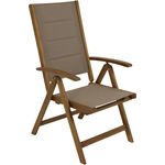 DEGAMO Gartensessel BOLIVAR 5-fach verstellbar, klappbar, Akazie geölt + Kunstgewebe taupefarben