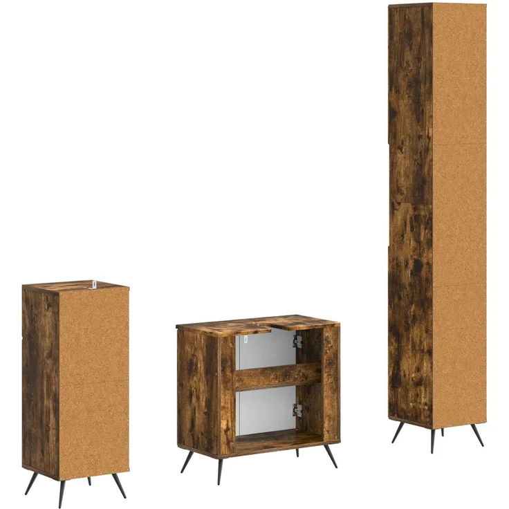 vidaXL 3-teiliges Badezimmer-Schranksystem BREDA Räuchereiche 3417887 – Bild 6
