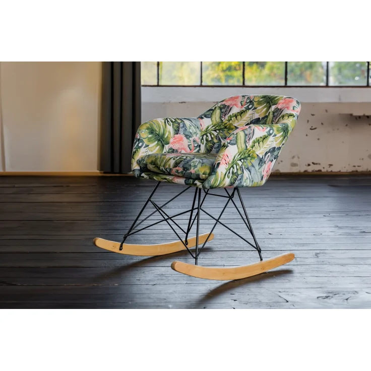 KAWOLA Schaukelstuhl Stella Schaukelsessel Esszimmerstuhl Stoff Flamingo 73 x 75 x 62 cm – Bild 8