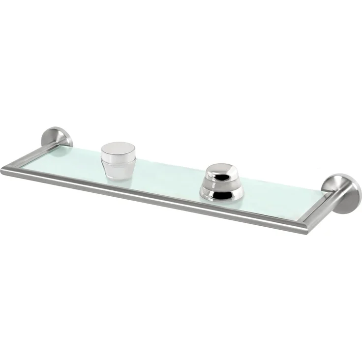 bremermann 'PIAZZA' Wandregal ohne Klebeset, Glas / Edelstahl, weiß, 54 x 14 x 5,7 cm – Bild 1