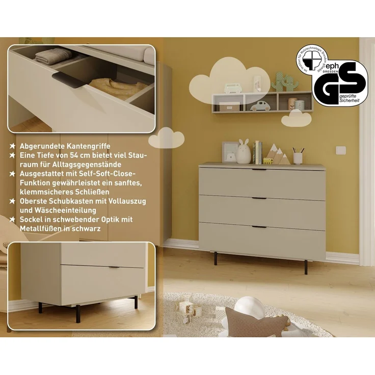 GERMANIA Kommode Tomino, Schubkastenkommode, mit gedämpften Schubladen, B/H/T 105/92/54 cm, Metallsockel – Bild 2
