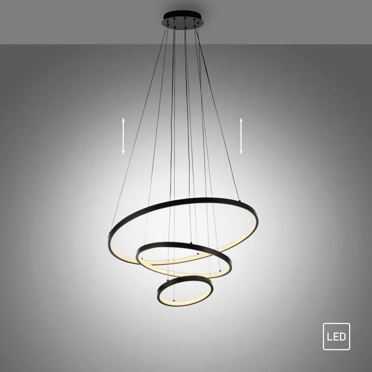JUST LIGHT 15070-18 CERCHI Pendelleuchte schwarz 3000K