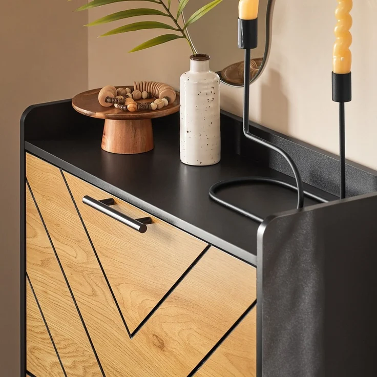 SoBuy FSR164-SCH Schuhschrank, MDF, PVC-Furnier, Helle Eiche, 62 x 125 x 59 cm – Bild 8