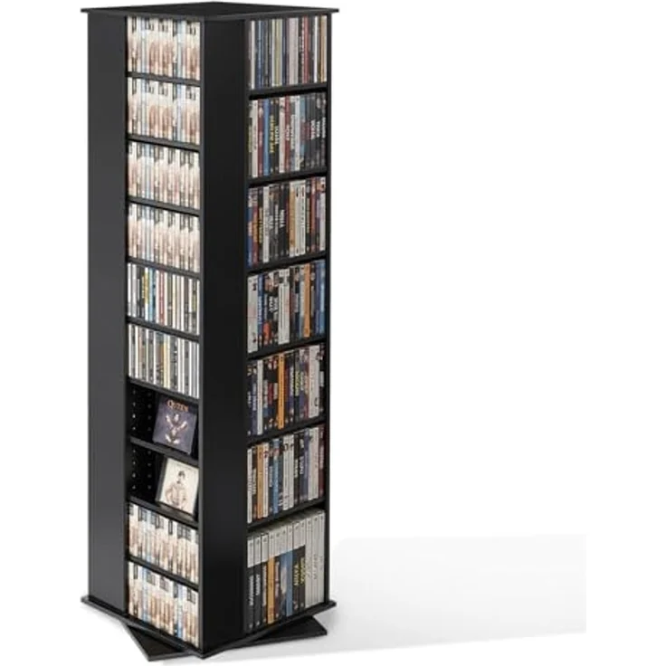 VEVOR DVD-Drehregal mit 34 Fächern, Einstellbares Medienregal Standregal 475 x 475 x 1636 mm, Platzsparendes Aufbewahrungsregal für CDs DVDs Bücher Spiele-Discs, Wohnzimmer Homeoffice, Schwarz – Bild 1