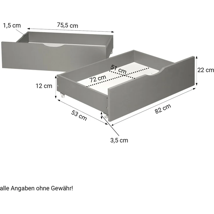 Holzbett 140x200 mit Matratze Bettkasten 2er Set Holzbettrahmen Grau Palettenbett Doppelbett Bett Massiv Holz – Bild 4