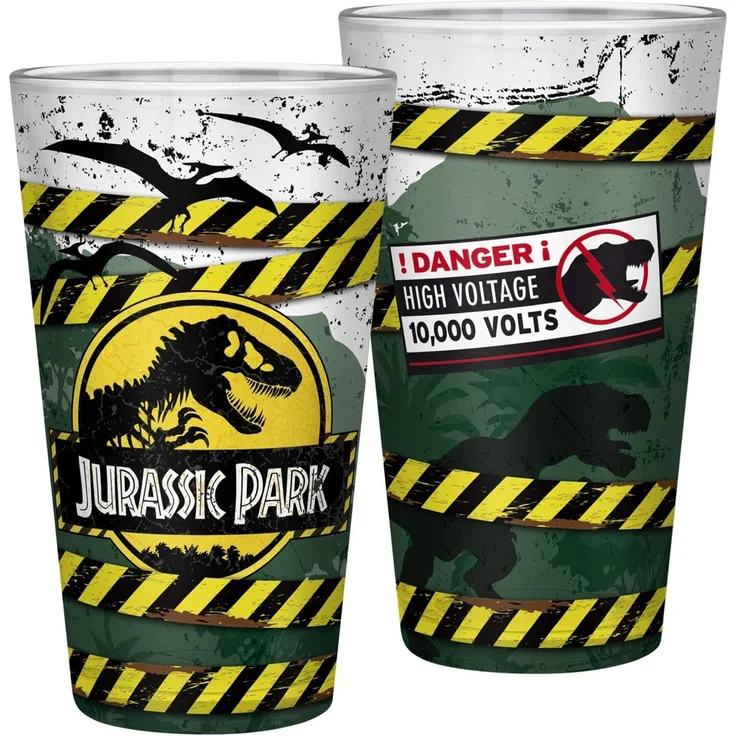 ABYstyle Tasse JURASSIC PARK - Large Glass - 400ml -Danger High Voltage - – Bild 1