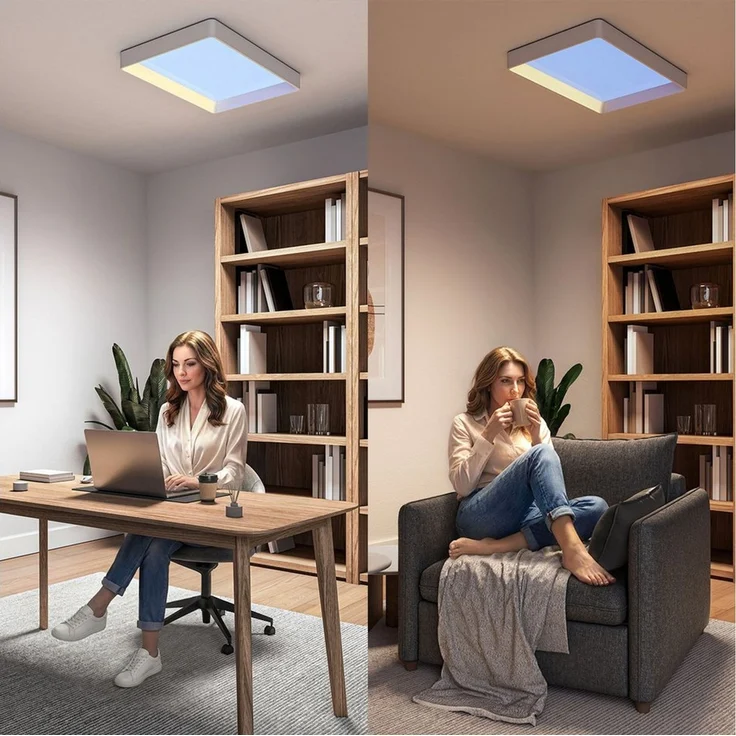 Philips LED Deckenleuchte Skylight LED Panel mit Tageslichtsimulation, IP44, Abschaltautomatik, CCT - über Fernbedienung, Dimmfunktion, Ein-/Ausschalter, Farbsteuerung, Farbwechsel, Fernbedienung, Infrarot inkl, Memoryfunktion, Softlichtstart, dimmbar ... – Bild 3