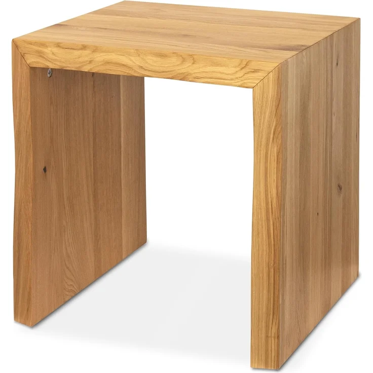 Massivholz Hocker mit Baumkante - Eiche - 40 x 40 x 45cm