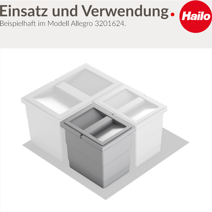 Hailo Einbaumülleimer Hailo Inneneimer 1107289 mit Deckel 6,5 L 226x174x200 mm 2 Henkel – Bild 7
