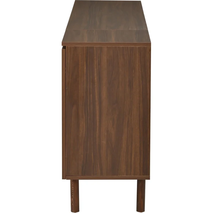DESVIAE Sideboard Walnussholzfarbe aus MDF – 140x71x35 cm – 4 Schubladen, Lamellentüren – Bild 8