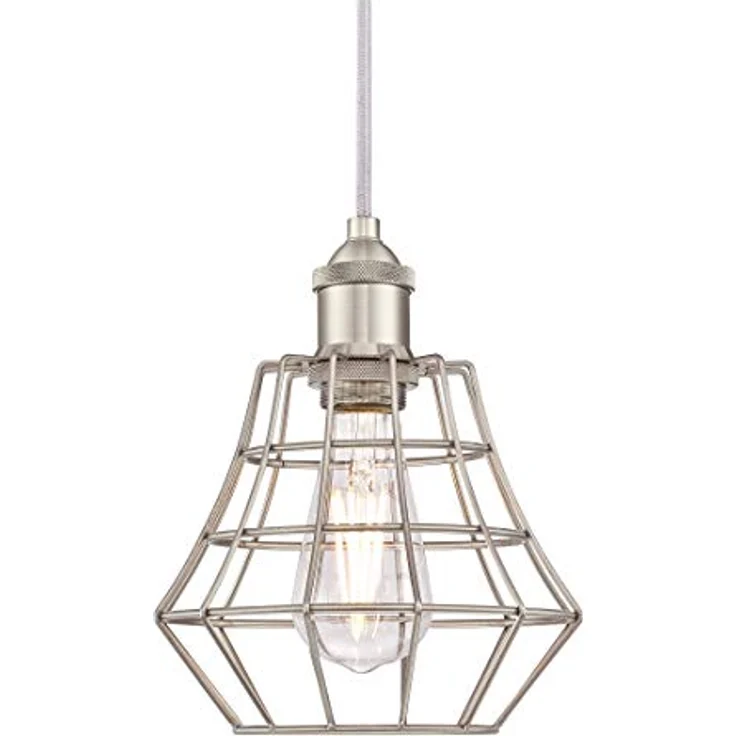 Westinghouse Pendelleuchte Nathan, Vintage Käfig-Design in nickelfarben, ideal für Küchen und Esszimmer – Bild 3