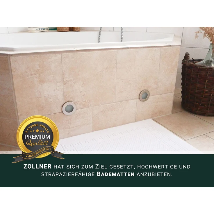 ZOLLNER 2er Set Badematte Badvorleger mit Waffelmuster, 100% Baumwolle, 50x70 cm, weiß – Bild 5
