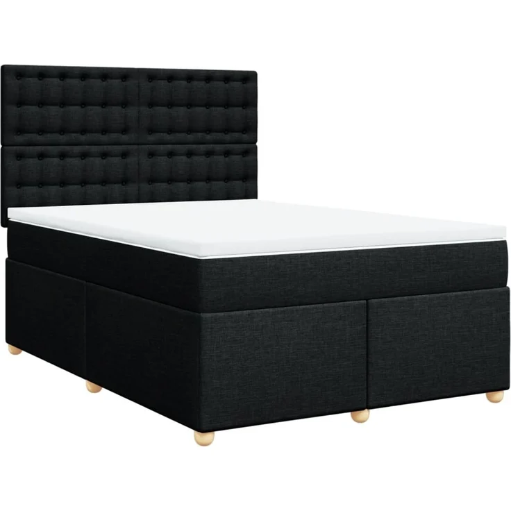 vidaXL Boxspringbett mit Matratze Schwarz 140x190 cm Stoff 3293591 – Bild 3