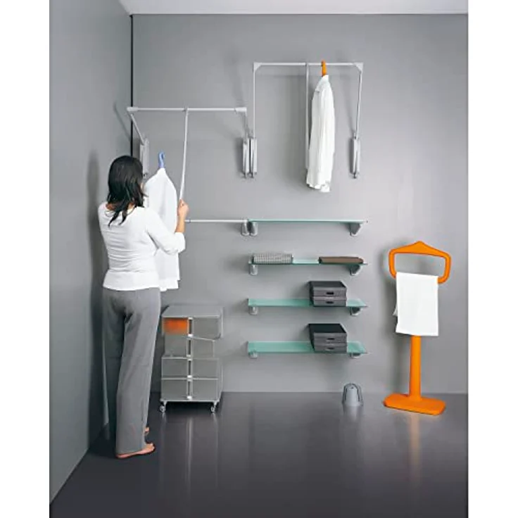 Servetto Kleiderlift Innominato, Wandmontage Kleiderschranklift ausziehbar 620-950mm, Tragkraft 8kg, Kunststoff/Stahl schwarz – Bild 2