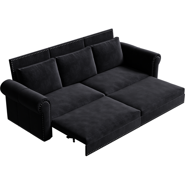 Schlafsofa 238x90x98 cm, 3-in-1 ausziehbar mit Samtbezug und verstellbaren Rückenkissen – Bild 10