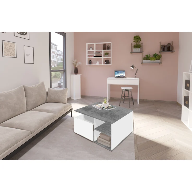 Couchtisch >TWIN 1< in Beton LA-weiß Edelglanz - 70x36x70cm (BxHxT) – Bild 4