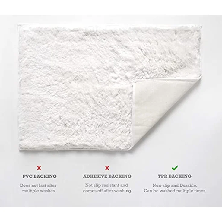 Penguin Home® rutschfeste, Flauschige, rubinrote Mikrofaser-Badematte|Farbe Weiß|Super weich und saugfähig mit dickem Flor und Latex-Rückseite für Badezimmerböden, Badeteppiche | Größe: 50x152 cm| – Bild 7