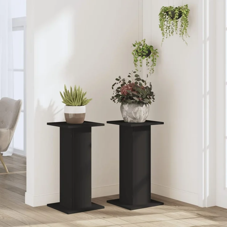 vidaXL Pflanzenständer 2 Stk. Schwarz 30x30x60 cm Holzwerkstoff 3307856 – Bild 2