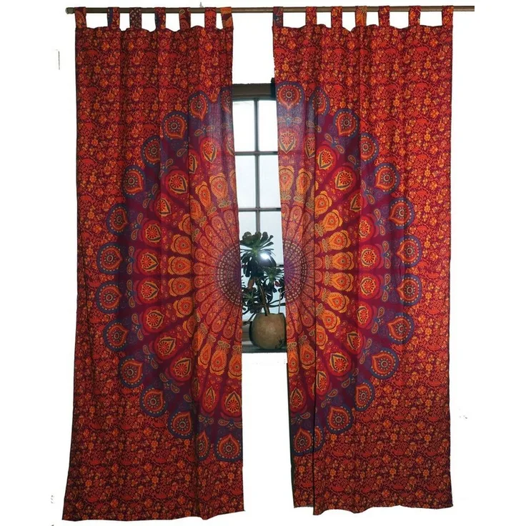 Guru-Shop Vorhang Boho Vorhänge, Gardine (1 Paar) mit Schlaufen,..