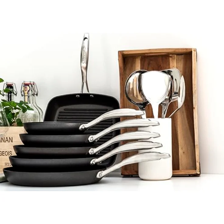 ScanPan Pro IQ, 26 cm Antihaft-Pfanne aus 100% recyceltem Aluminium mit gebürstetem Stahlgriff – Bild 3