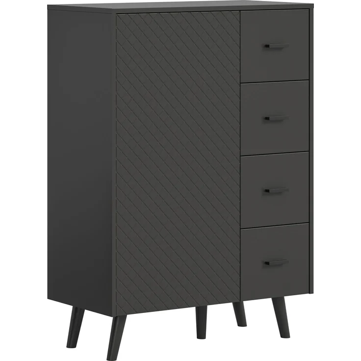 Kommode (B/H/T: 84x114x37 cm) in grau matt tiefzieh – Bild 1
