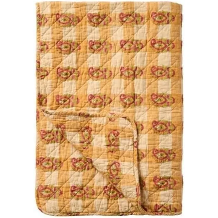 Ib Laursen Decke Quilt Tagesdecke Überwurf 180x130cm Orange Rot Muster 07920-00