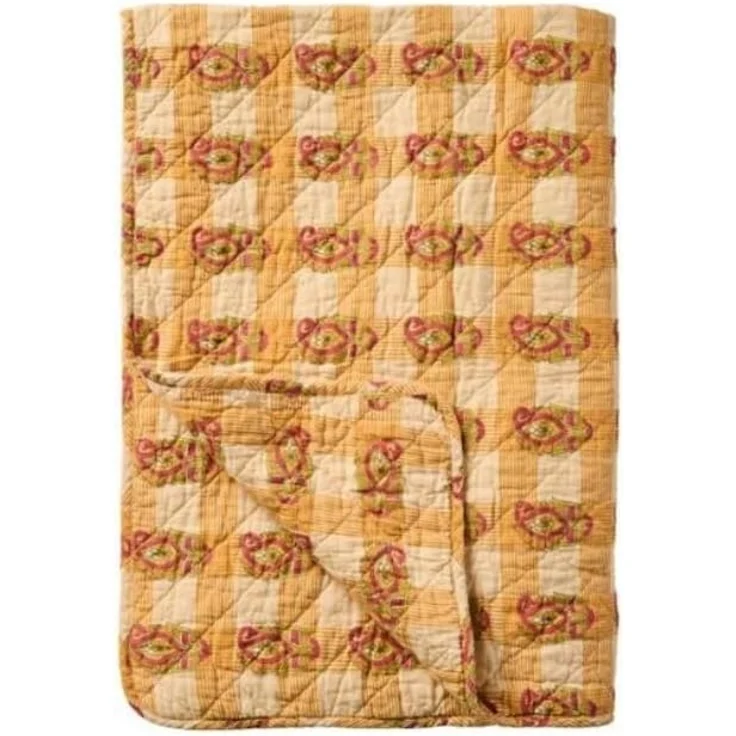 Ib Laursen Decke Quilt Tagesdecke Überwurf 180x130cm Orange Rot Muster 07920-00