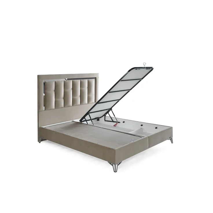 Schlafzimmer-Set "Tiva" – Bett mit Bettkasten und Matratze , Nachttisch, Bettbank-Beige – Bild 7