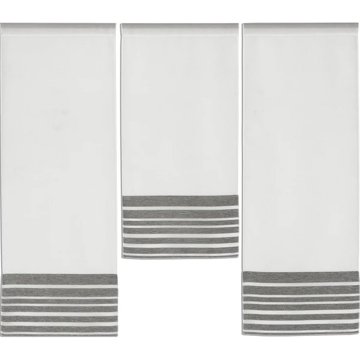 EXPERIENCE Scheibengardine Design Mini Flächenvorhang Set anthrazit 4027-02, (3 St), Stangendurchzug, halbtransparent – Bild 1
