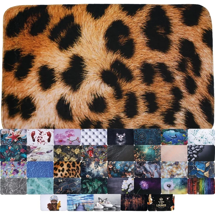 Sanilo Badematte Leopardenfell, rutschhemmend, waschbar, schnelltrocknend, Polyester, rechteckig, sehr weich, hochwertig & modern, 50 x 80 cm oder 70 x 110 cm – Bild 1