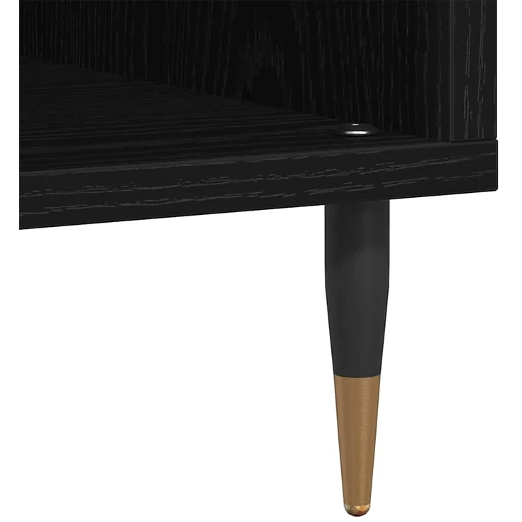 vidaXL Schallplattenschrank Schwarz Eichen-Optik 100 x 38 x 48 cm 862901 – Bild 7