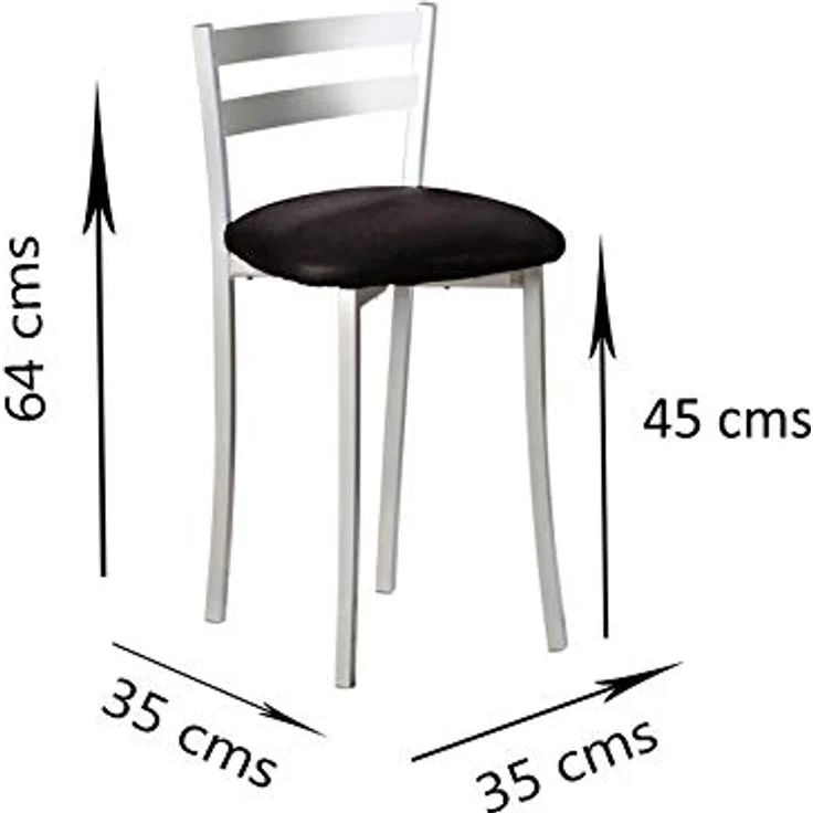 ASTIMESA Zwei Küchenhocker mit Rückenlehne Streifen Metall Kunstleder Schwarz, Sitzhöhe: 45 cm – Bild 4