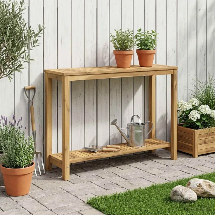 vidaXL Gartenkonsole Tisch Weiß gewaschen 108,5 x 35 x 75 cm 901824